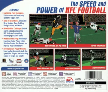 Madden NFL 2000 (US) box cover back